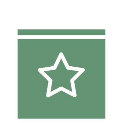 Green square with a white star in the center